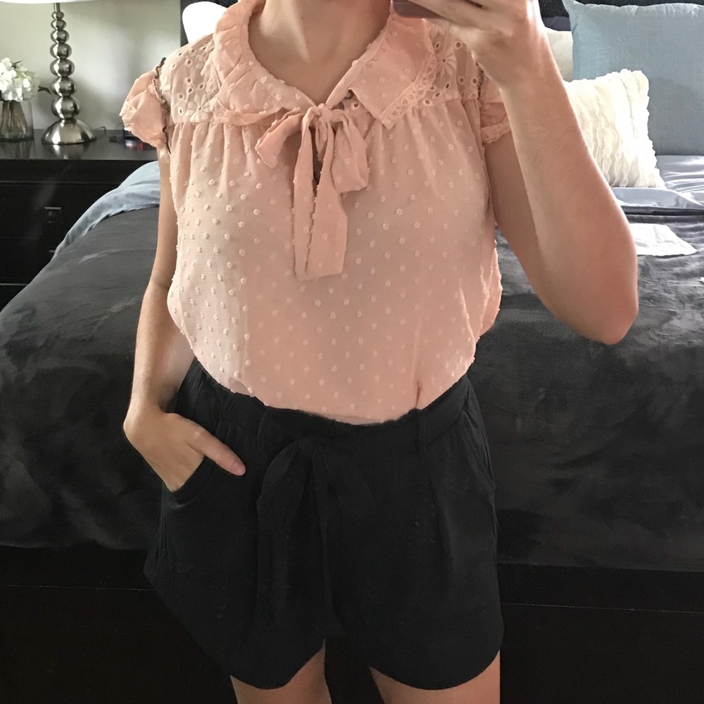 Black high waist belt Shorts - Picture 2 of 8